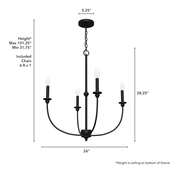 Southcrest Four Light Chandelier in Matte Black - Image 4