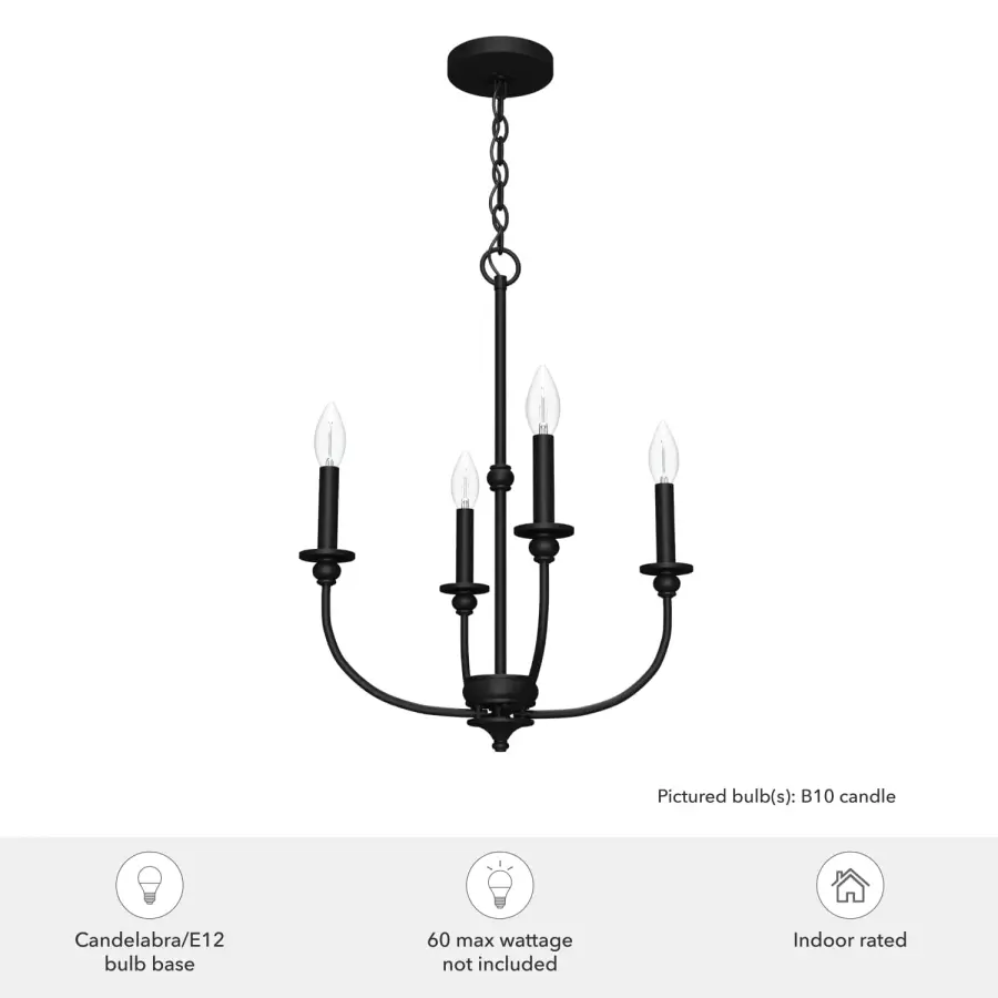 Southcrest Four Light Chandelier in Matte Black - Image 6