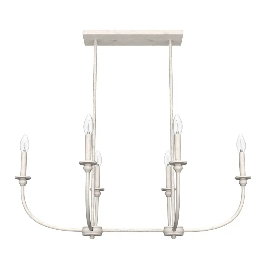 Southcrest Six Light Linear Chandelier in Distressed White - Image 12