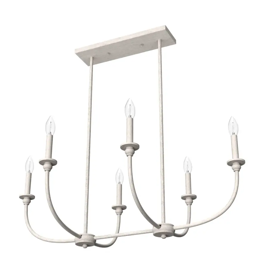 Southcrest Six Light Linear Chandelier in Distressed White - Image 14