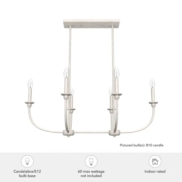 Southcrest Six Light Linear Chandelier in Distressed White - Image 5