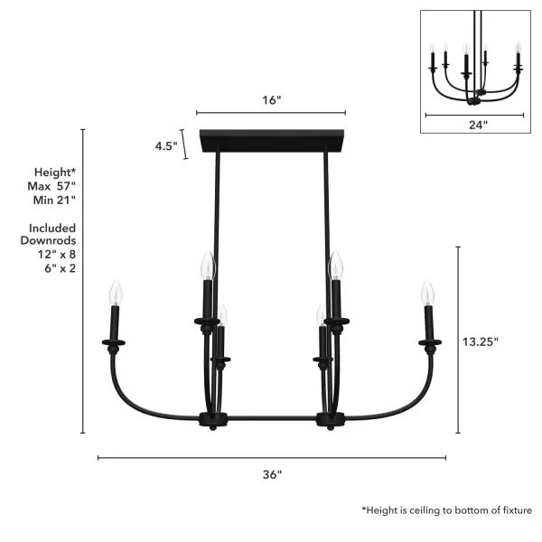Southcrest Six Light Linear Chandelier in Distressed White - Image 8