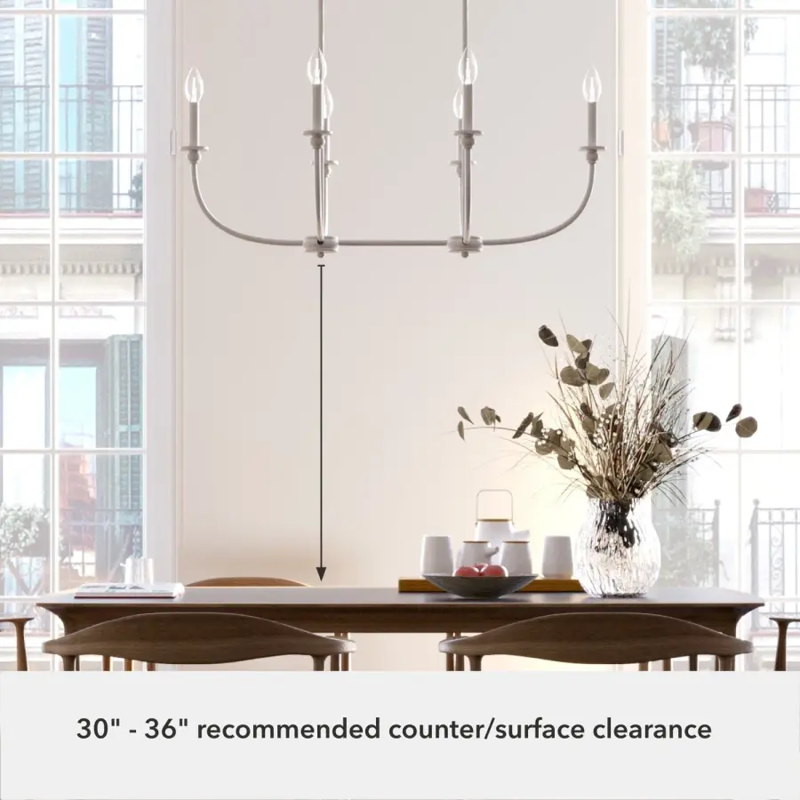 Southcrest Six Light Linear Chandelier in Distressed White - Image 9
