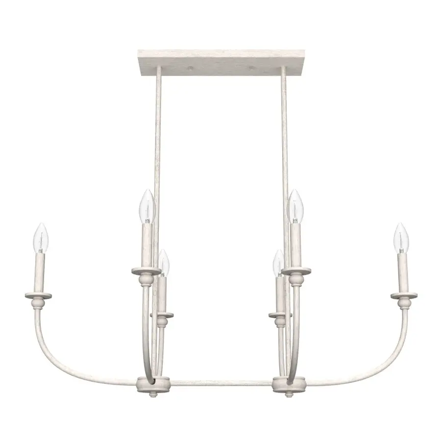 Southcrest Six Light Linear Chandelier in Distressed White - Image 1