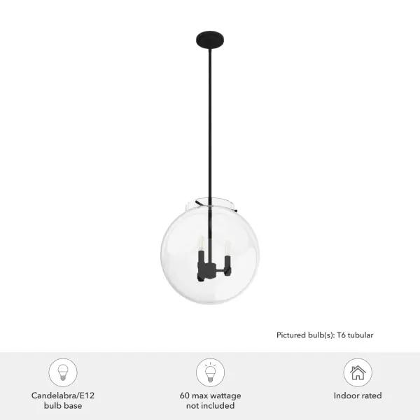 Sacha Three Light Globe Pendant in Natural Black Iron - Image 3