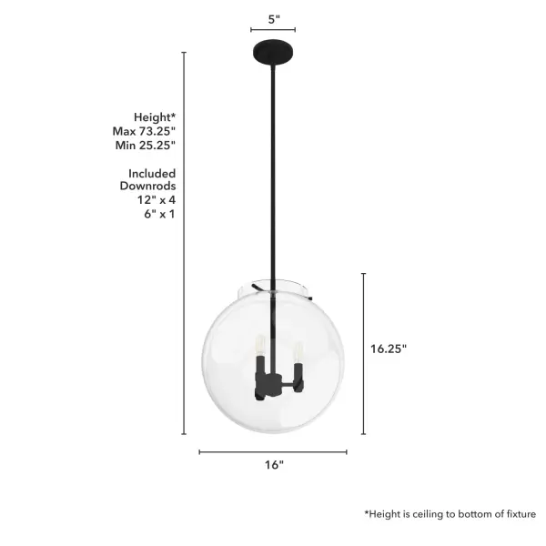 Sacha Three Light Globe Pendant in Natural Black Iron - Image 4