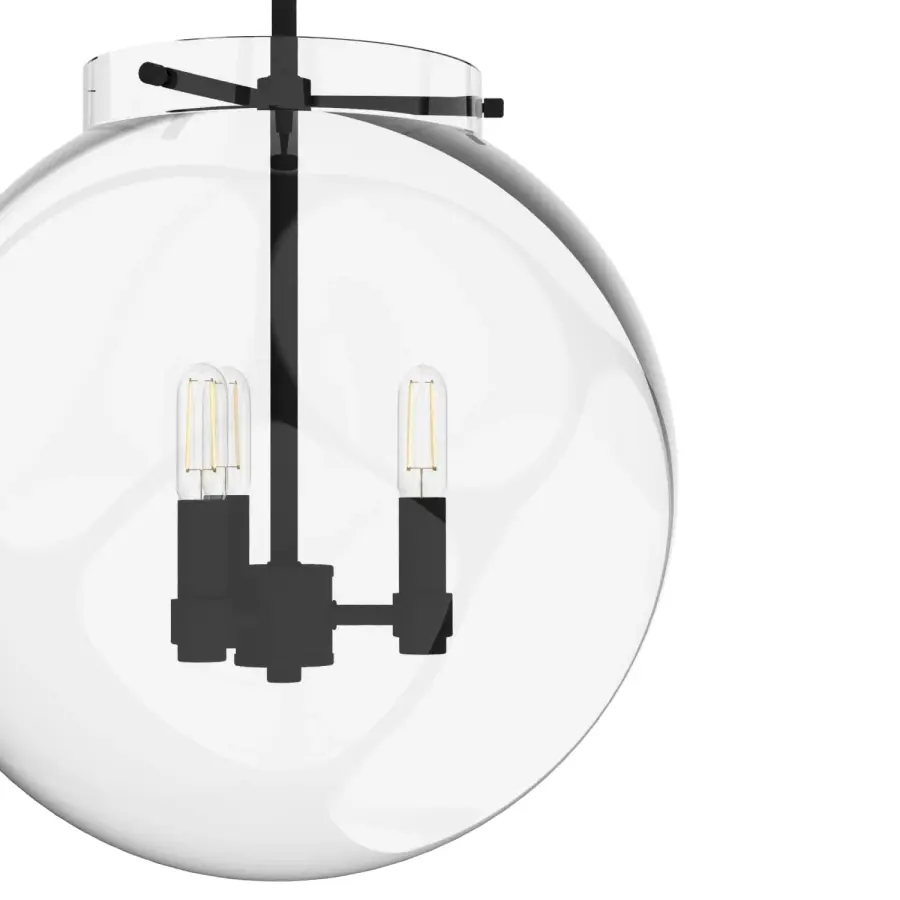 Sacha Three Light Globe Pendant in Natural Black Iron - Image 8