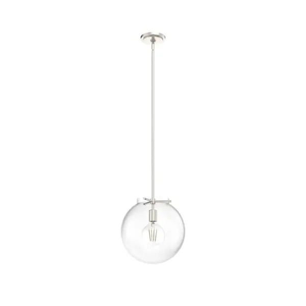 The Sacha globe pendant gives your kitchen modern glamour and sophistication. Dress up your dining room with this jewel and you will be ready to enjoy a family dinner or entertain all of your friends. It's part of a larger collection, so pair this globed light with other beautiful Sacha fixtures. Mix and match with fans from our ceiling fan collections to fully finish your space. Rated for indoor use only Requires 1 E26 bulbs. Bulbs not included. MADE FOR INDOORS: For use in indoor spaces like kitchens, bedrooms, living rooms, dining rooms, and entryways. BULB RECOMMENDATION: Maximum 60 W per light bulb or equivalent LED bulb. Bulbs not included. PICTURED HERE: Match our image using G40 Globe light bulbs. CUSTOMIZABLE HANGING OPTIONS: With the minimum required downrod, the hanging length is 21.5 inches. When using all of the included downrod, the maximum hanging length is 69.5 inches. WARRANTY: One-year limited warranty backed by the trusted experts at Hunter. - alternate view