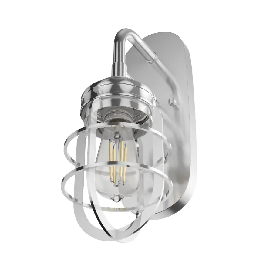 Starklake One Light Wall Sconce in Chrome - Image 18