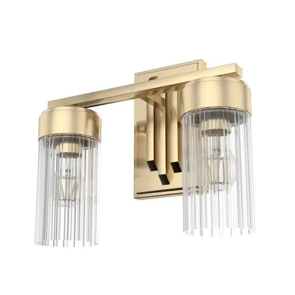 Glow in the glamour of the Gatz vanity light. The metal fixture combines with fluted glass covers to create a sparkling aesthetic to bring life to any powder room. You will want to wake up to this gorgeous shine. Add other lights from the Gatz collection for a coordinated look throughout your home. Mix and match with fans from our ceiling fan collections to fully finish your space. Rated for indoor spaces exposed to humidity Requires 2 E26 bulbs. Bulbs not included. Mounts Up or Down INDOOR-DAMP RATED: For use in indoor spaces exposed to humidity like bathrooms and laundry rooms. BULB RECOMMENDATION: Maximum 60 W per light bulb or equivalent LED bulb. Bulbs not included. PICTURED HERE: Match our image using A19 Standard light bulbs. WARRANTY: One-year limited warranty backed by the trusted experts at Hunter.