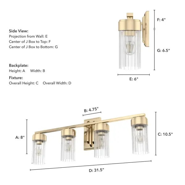 Gatz Four Light Bathroom Vanity in Alturas Gold - Image 9
