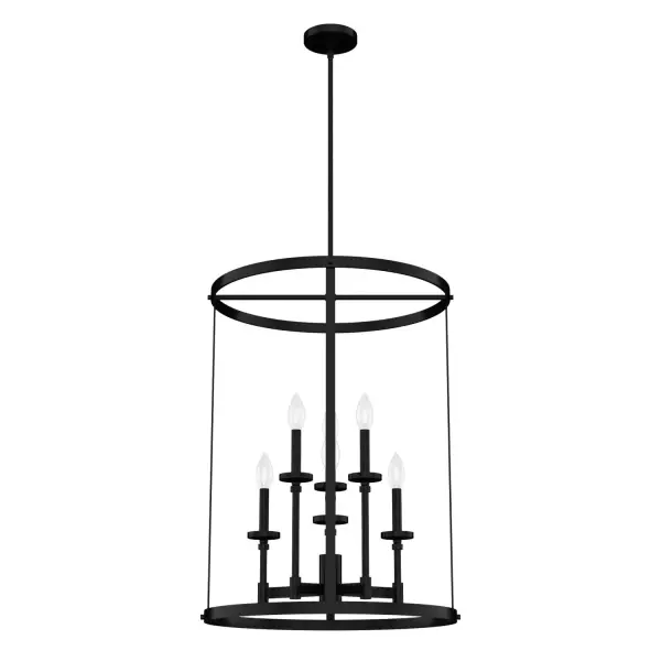 "Wow," your guests with the Briargrove pendant chandelier! This fixture harkens back to the elegant tradition of formal design but with a modern simplicity that is simply a stunner. Give your foyer a polished feeling or dress up your dining room with this gorgeous chandelier. Mix and match with other fixtures from this collection or from our ceiling fan designs. Rated for indoor use only Requires 6 E12 bulbs. Bulbs not included. MADE FOR INDOORS: For use in indoor spaces like kitchens, bedrooms, living rooms, dining rooms, and entryways. BULB RECOMMENDATION: Maximum 60 W per light bulb or equivalent LED bulb. Bulbs not included. PICTURED HERE: Match our image using B10 Candle light bulbs. CUSTOMIZABLE HANGING OPTIONS: With the minimum required downrod, the hanging length is 36.25 inches. When using all of the included downrod, the maximum hanging length is 78.25 inches. WARRANTY: One-year limited warranty backed by the trusted experts at Hunter.