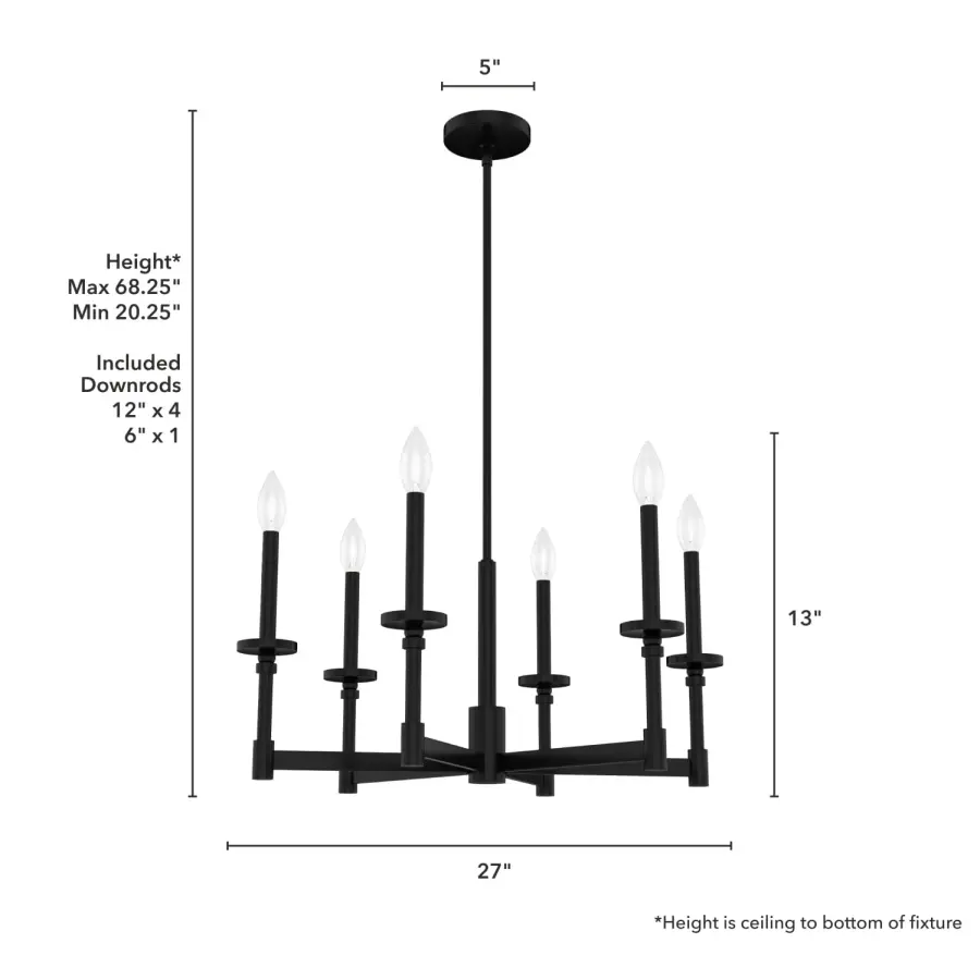 Briargrove Six Light Chandelier in Matte Black - Image 4