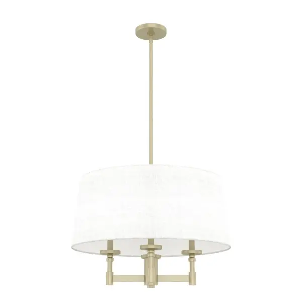 A versatile fixture with a modern feel, the Briargrove shade chandelier can glow up a board room, brighten a beach house and light up a loft. The fixture's clean lines and crisp, textured shade balance the best elements of a modern take on formal lighting. Install one to create a look that will make a statement in any space. Rated for indoor use only Requires 4 E12 bulbs. Bulbs not included. MADE FOR INDOORS: For use in indoor spaces like kitchens, bedrooms, living rooms, dining rooms, and entryways. BULB RECOMMENDATION: Maximum W per light bulb or equivalent LED bulb. Bulbs not included. PICTURED HERE: Match our image using B10 Candle light bulbs. CUSTOMIZABLE HANGING OPTIONS: With the minimum required downrod, the hanging length is 22.75 inches. When using all of the included downrod, the maximum hanging length is 64.75 inches. WARRANTY: One-year limited warranty backed by the trusted experts at Hunter.