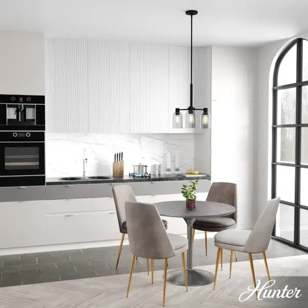 With a simple design and variety of glass finishes, the Lochemeade modern vanity lighting lets you tailor the look of any space. The dome glass embraces minimalism to make a statement without being overpowering. Add it to small bathrooms or bathrooms with double vanities: It's damp-rated and designed to hold up to humidity in indoor spaces. The option gives you ample opportunity for light output while also showcasing the beautiful glass domes. Rated for indoor use only Requires 3 E26 bulbs. Bulbs not included. MADE FOR INDOORS: For use in indoor spaces like kitchens, bedrooms, living rooms, dining rooms, and entryways. BULB RECOMMENDATION: Maximum 60 W per light bulb or equivalent LED bulb. Bulbs not included. PICTURED HERE: Match our image using ST64 Edison light bulbs. CUSTOMIZABLE HANGING OPTIONS: With the minimum required downrod, the hanging length is 25 inches. When using all of the included downrod, the maximum hanging length is 67 inches. WARRANTY: One-year limited warranty backed by the trusted experts at Hunter. - alternate view