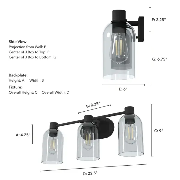 Lochemeade 3-Light Bathroom Vanity in Natural Black Iron - Image 4