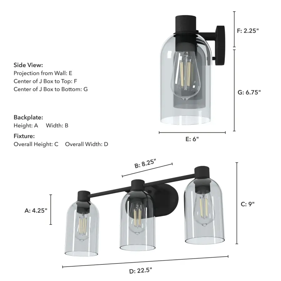 Lochemeade 3-Light Bathroom Vanity in Natural Black Iron - Image 4