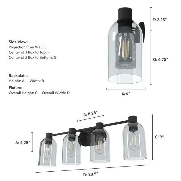 Lochemeade 4-Light Bathroom Vanity in Natural Black Iron - Image 4