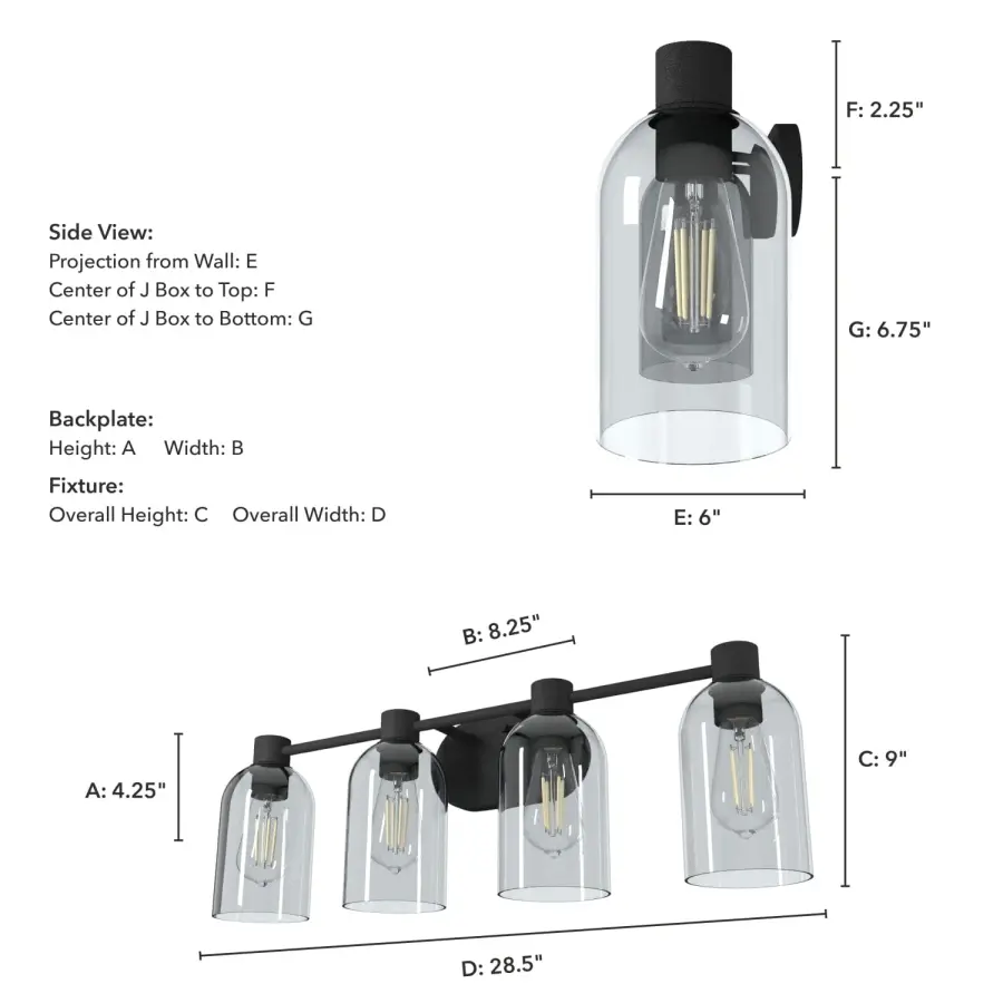 Lochemeade 4-Light Bathroom Vanity in Natural Black Iron - Image 4