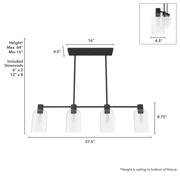Lochemeade 4-Light Linear Chandelier in Noble Bronze - Image 7
