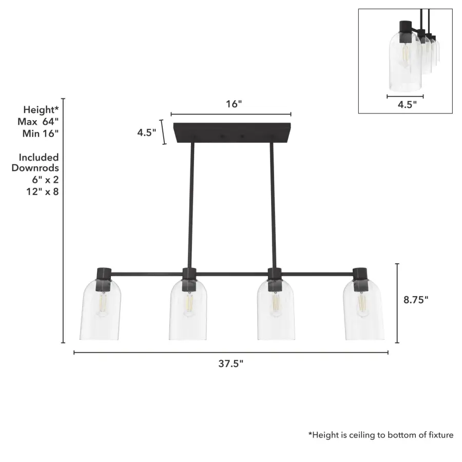 Lochemeade 4-Light Linear Chandelier in Noble Bronze - Image 7