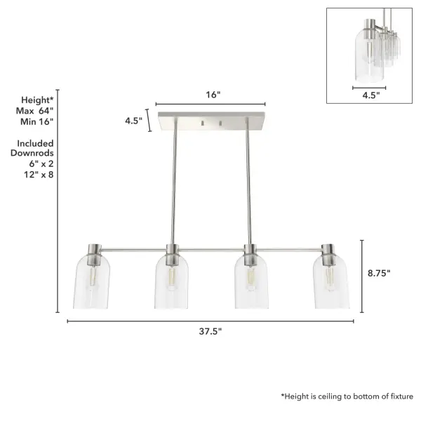 Lochemeade 4-Light Linear Chandelier in Noble Bronze - Image 8