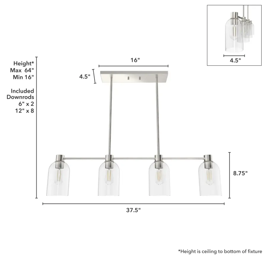 Lochemeade 4-Light Linear Chandelier in Noble Bronze - Image 8
