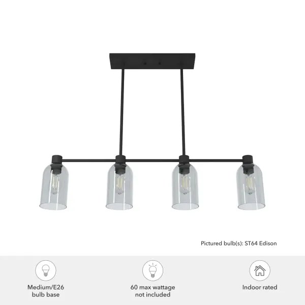 Lochemeade Four Light Linear Chandelier in Natural Black Iron - Image 3