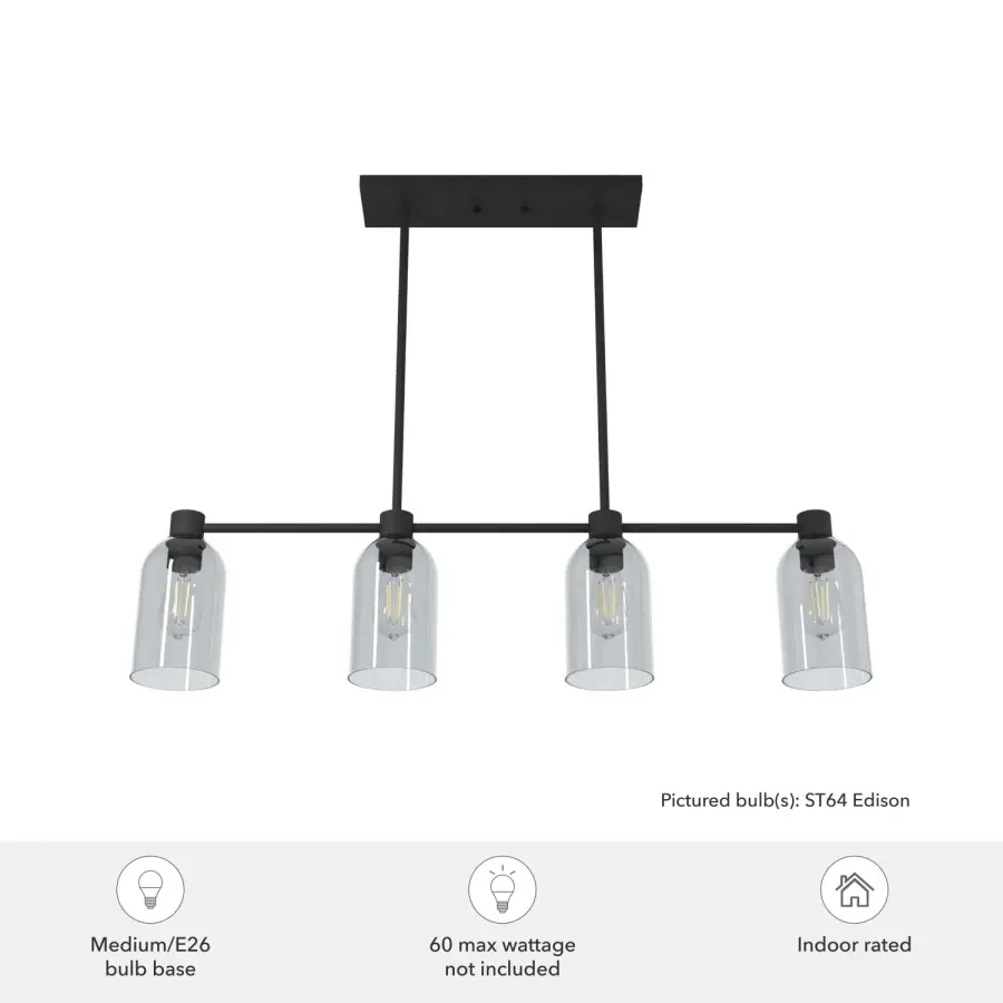 Lochemeade Four Light Linear Chandelier in Natural Black Iron - Image 3