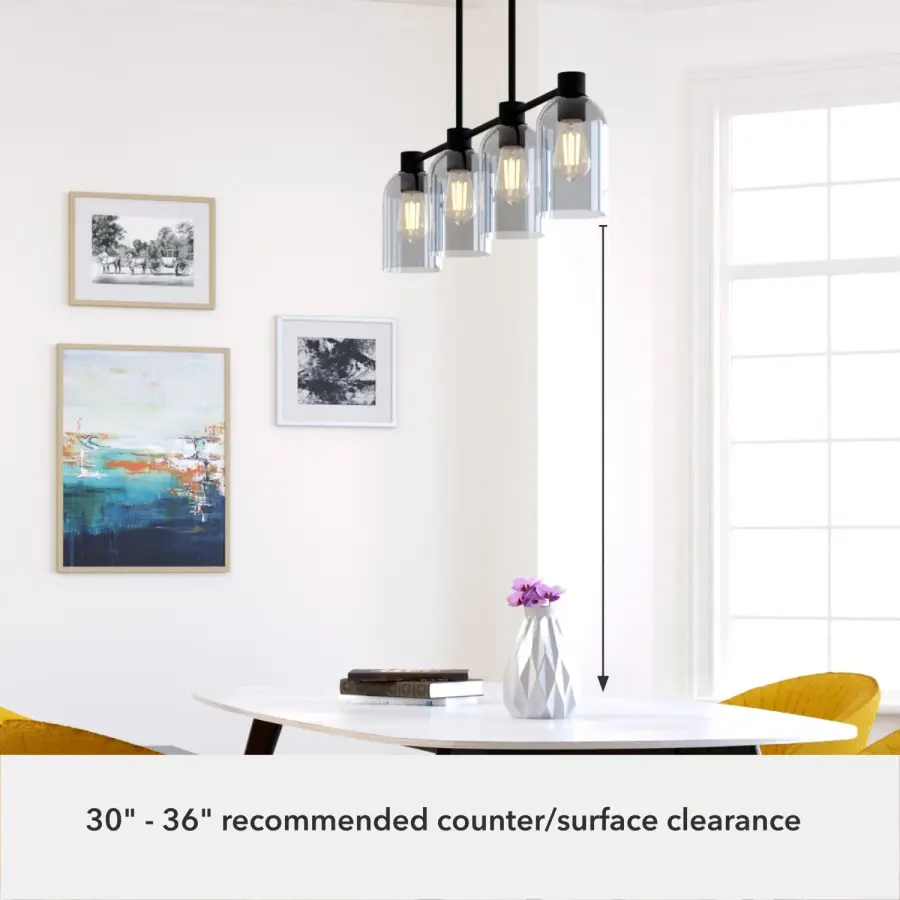 Lochemeade Four Light Linear Chandelier in Natural Black Iron - Image 5