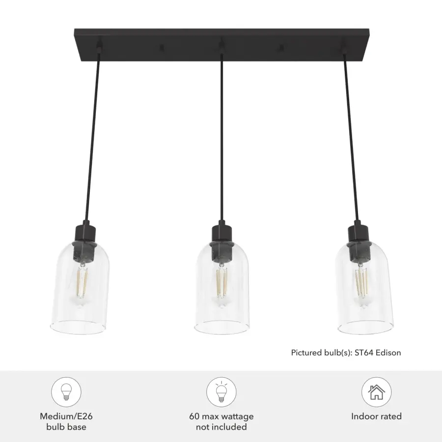 Lochemeade Three Light Linear Pendant in Brushed Nickel - Image 5