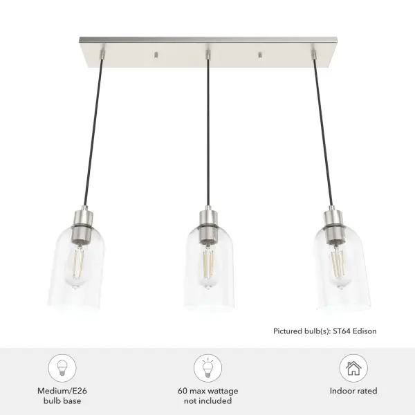 Lochemeade Three Light Linear Pendant in Brushed Nickel - Image 6
