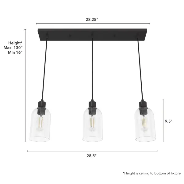 Lochemeade Three Light Linear Pendant in Brushed Nickel - Image 7