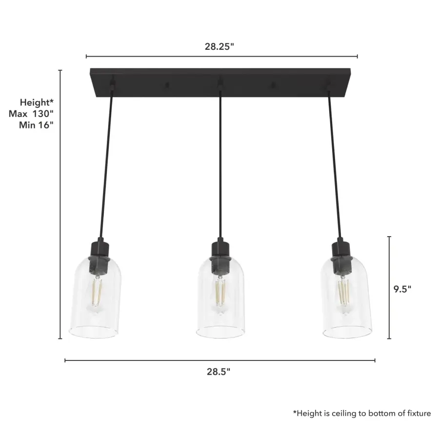 Lochemeade Three Light Linear Pendant in Brushed Nickel - Image 7
