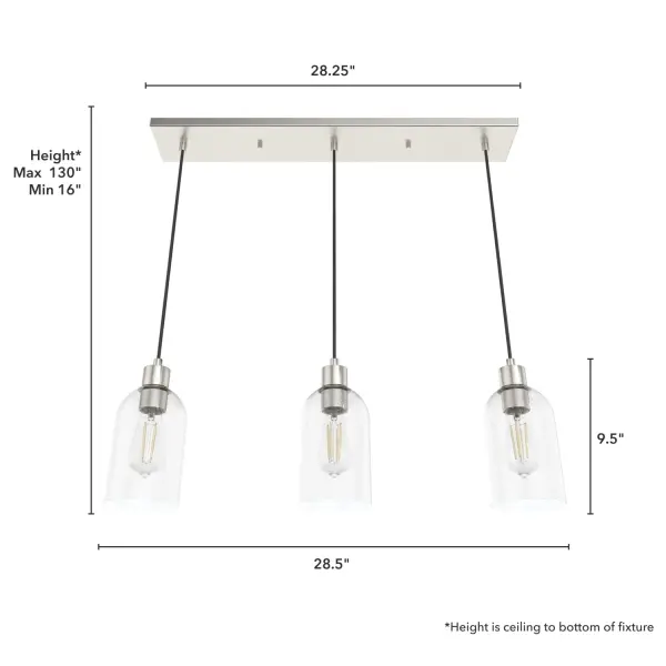 Lochemeade Three Light Linear Pendant in Brushed Nickel - Image 8