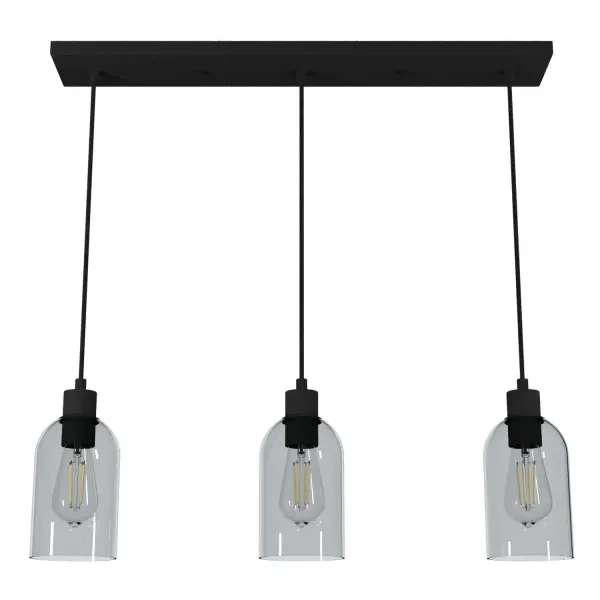 Ultimate lighting for multi-functional spaces. The Lochemeade linear cluster light gives you three modern pendant lights with one installation, perfect for spaces like kitchen islands where cooking and homeworking is being done. Like a classic black dress, its minimalist design is versatile yet statement-making. Mix and match with other fixtures from the Lochemeade collection or from our ceiling fan designs. Rated for indoor use only Requires 3 E26 bulbs. Bulbs not included. MADE FOR INDOORS: For use in indoor spaces like kitchens, bedrooms, living rooms, dining rooms, and entryways. BULB RECOMMENDATION: Maximum 60 W per light bulb or equivalent LED bulb. Bulbs not included. PICTURED HERE: Match our image using ST64 Edison light bulbs. CUSTOMIZABLE HANGING OPTIONS: With the minimum required cord, the hanging length is 16 inches. When using all of the included cord, the maximum hanging length is 130 inches. WARRANTY: One-year limited warranty backed by the trusted experts at Hunter.