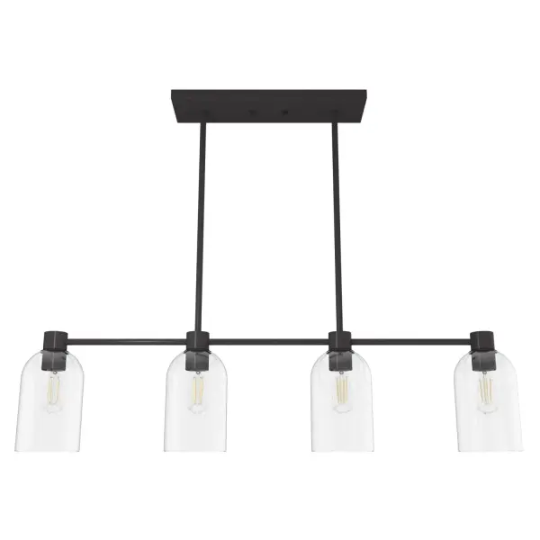 The Lochemeade chandelier delivers clean, minimalist design with industrial appeal. Four clear seeded glass domes provide ample task lighting while the Noble Bronze finish adds warmth. Perfect for modern kitchens and dining spaces.