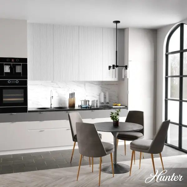 The Lochemeade chandelier's design is intentional and simple. The modern chandelier features three strikingly beautiful glass dome shades that make a statement without overpowering your space. It matches other fixtures from our Lochemeade Collection so you can create a cohesive look in your space. Mix and match with fans from our ceiling fan collections to fully finish your space. Rated for indoor use only Requires 3 E26 bulbs. Bulbs not included. MADE FOR INDOORS: For use in indoor spaces like kitchens, bedrooms, living rooms, dining rooms, and entryways. BULB RECOMMENDATION: Maximum 60 W per light bulb or equivalent LED bulb. Bulbs not included. PICTURED HERE: Match our image using ST64 Edison light bulbs. CUSTOMIZABLE HANGING OPTIONS: With the minimum required downrod, the hanging length is 19 inches. When using all of the included downrod, the maximum hanging length is 67 inches. WARRANTY: One-year limited warranty backed by the trusted experts at Hunter. - alternate view