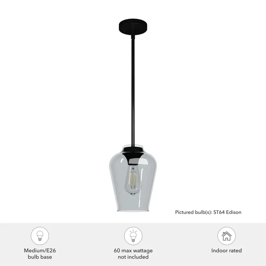 Vidria One Light Pendant in Matte Black - Image 3
