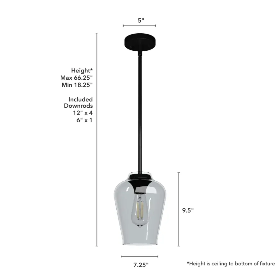 Vidria One Light Pendant in Matte Black - Image 4