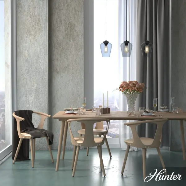 In a minimalist space, the Vidria linear cluster light's organic modern form adds depth and warmth. The glass pendant lights feature a vase-shaped glass that has the appearance of floating above the bulb. Create a cohesive look in your home by pairing this customer-favorite with other fixtures from the Vidria Collection. Mix and match with fans from our ceiling fan collections to fully finish your space. Rated for indoor use only Requires 3 E26 bulbs. Bulbs not included. MADE FOR INDOORS: For use in indoor spaces like kitchens, bedrooms, living rooms, dining rooms, and entryways. BULB RECOMMENDATION: Maximum 60 W per light bulb or equivalent LED bulb. Bulbs not included. PICTURED HERE: Match our image using ST64 Edison light bulbs. CUSTOMIZABLE HANGING OPTIONS: With the minimum required cord, the hanging length is 16 inches. When using all of the included cord, the maximum hanging length is 130 inches. WARRANTY: One-year limited warranty backed by the trusted experts at Hunter. - alternate view