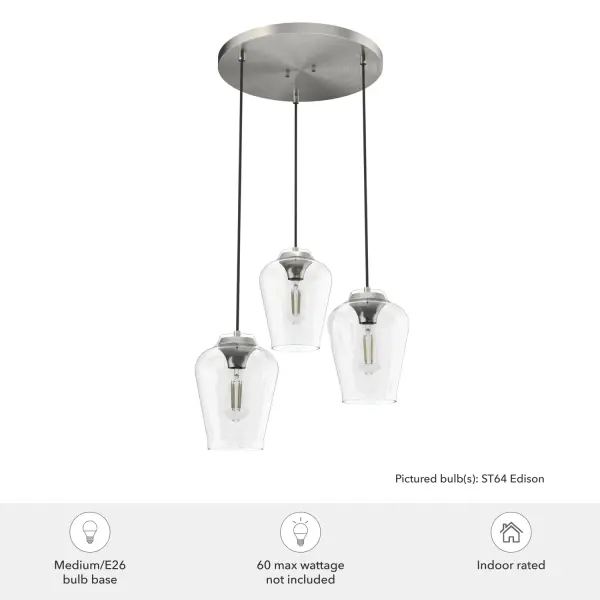 Vidria Three Light Pendant in Brushed Nickel - Image 3