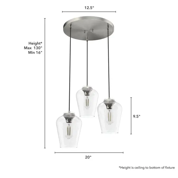 Vidria Three Light Pendant in Brushed Nickel - Image 4