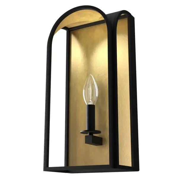 Perfect for your home's foyer, hallway, or guest bathroom, the Dukestown wall sconce is a work of art and elegance. Striking arched silhouettes create a beautiful contrast against the light's metallic leaf detailing easily complementing your home's existing decor. Welcome guests warmly with the Dukestown. Mix and match with other fixtures from this collection or from our ceiling fan designs. Rated for indoor spaces exposed to humidity Requires 1 E12 bulbs. Bulbs not included. Up Mount Only INDOOR-DAMP RATED: For use in indoor spaces exposed to humidity like bathrooms and laundry rooms. BULB RECOMMENDATION: Maximum 60 W per light bulb or equivalent LED bulb. Bulbs not included. PICTURED HERE: Match our image using B10 Candle light bulbs. WARRANTY: One-year limited warranty backed by the trusted experts at Hunter.