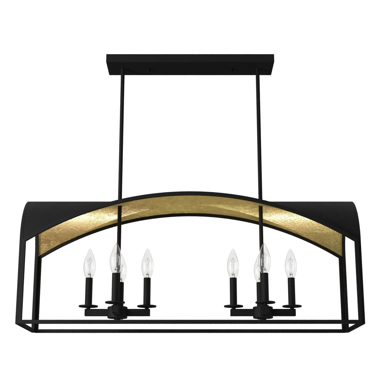 Dukestown Eight Light Linear Chandelier in Natural Black Iron