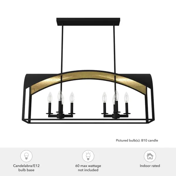Dukestown Eight Light Linear Chandelier in Natural Black Iron - Image 3