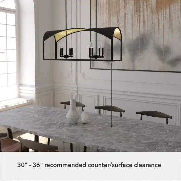 Dukestown Eight Light Linear Chandelier in Natural Black Iron - Image 5