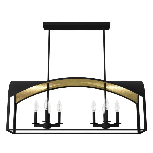 Dukestown Eight Light Linear Chandelier in Natural Black Iron - Image 7