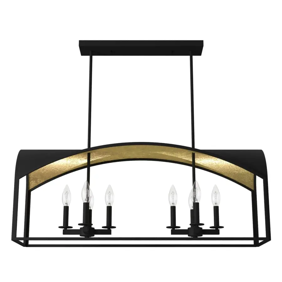 Dukestown Eight Light Linear Chandelier in Natural Black Iron - Image 7