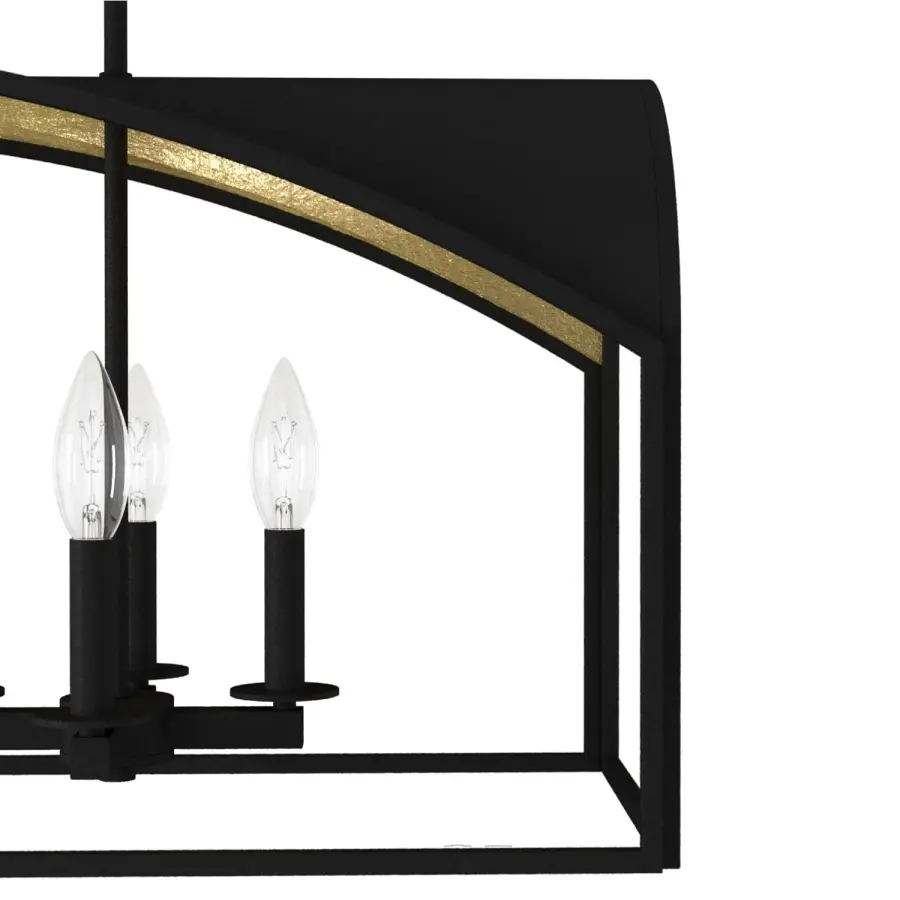 Dukestown Eight Light Linear Chandelier in Natural Black Iron - Image 9